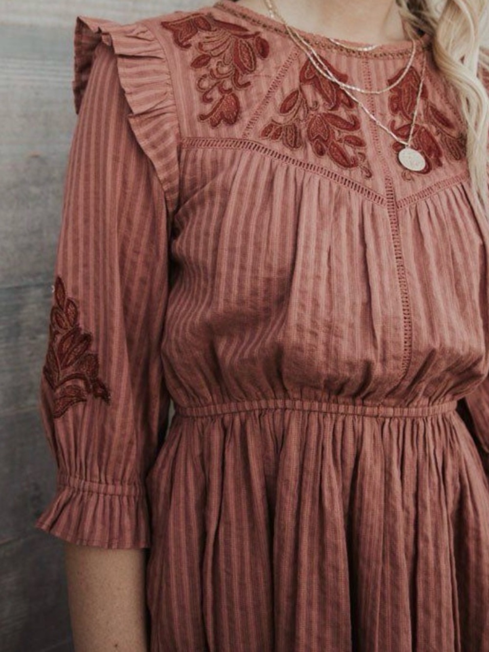 Bohme Rose Embroidered Peasant Dress